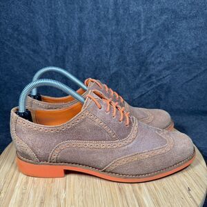 Cole Haan Women 9 B Alisa Wingtip Suede Oxford Shoes Maple Sugar Orange D38959